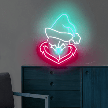 LED Neonschild freche Weihnachtsfigur mit Nikolausmütze