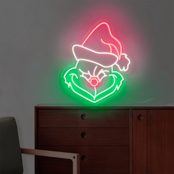 LED Neonschild freche Weihnachtsfigur mit Nikolausmütze