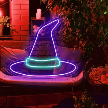 Hexenhut LED-Neonschild für Halloween Party
