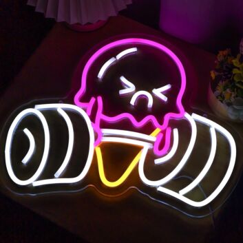 Funny Ice Cream Fitness LED Neonschild für Home Gym, Gaming Room oder Studio