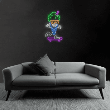 Cooles Eiscreme Skateboard LED Neonschild für Wohnzimmer und modernes Zuhause