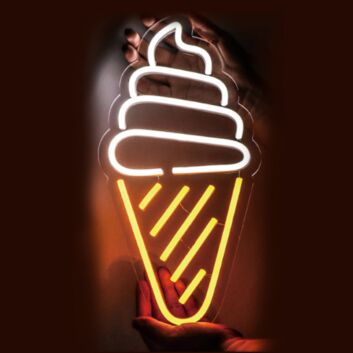Softeis in der Waffel als LED-Neonschild