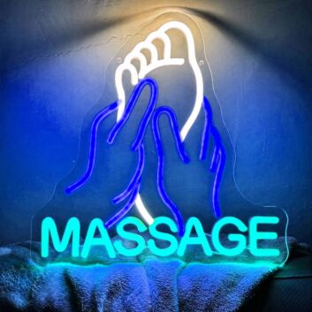 LED Neonschild Massage mit Hand Motiv für Spa Studio und Wanddekoration