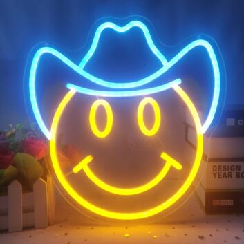 Cowboy-Smiley LED-Neonschild für Wohnzimmer Bar