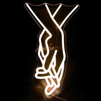 Abstraktes LED Neonschild mit stilisierter menschlicher Figur in grafischer Linienkunst als moderne Wanddekoration für zeitgenössische Innenräume