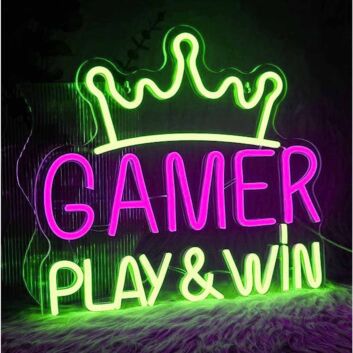 GAMER PLAY &amp; WIN LED-Neonschild für Gamingzimmer