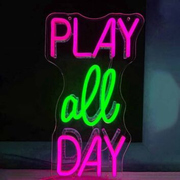 PLAY all DAY LED-Neonschild für Gaming und Freizeitraum