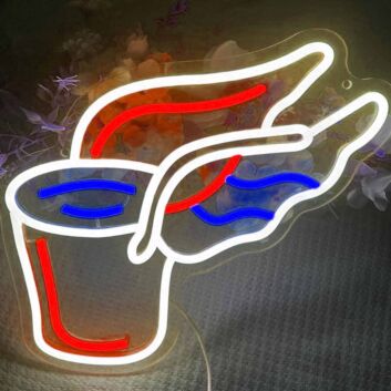 Getränkebecher mit Flügeln LED-Neonschild für Bar Cafe