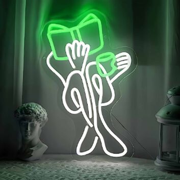 Dekoratives LED Neonschild mit lesender Figur und Buch Motiv als stilvolle Wandbeleuchtung für Arbeitszimmer Leseecke oder Wohnzimmer