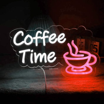 Coffee Time mit Tasse als LED-Neonschild