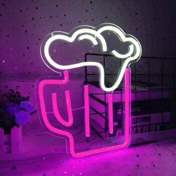 Bierglas mit Schaum LED-Neonschild für Bar Küche