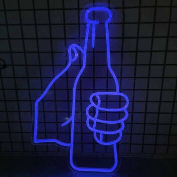 Hand mit Bierflasche LED-Neonschild für Bar Club