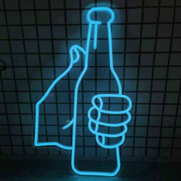 Hand mit Bierflasche LED-Neonschild für Bar Club