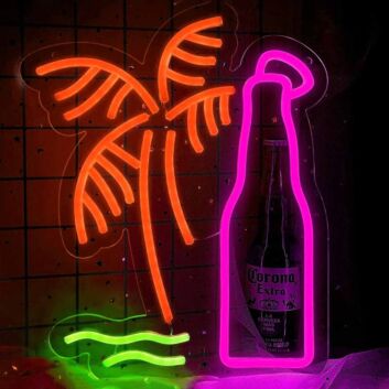 Palme und Bierflasche LED-Neonschild für Bar Club