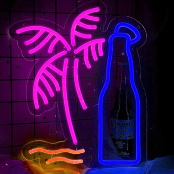 Palme und Bierflasche LED-Neonschild für Bar Club