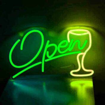 Open LED-Neonschild für Bar und Café