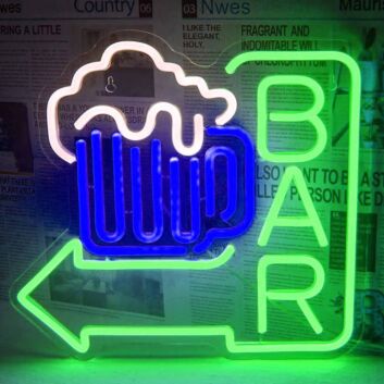 BAR LED-Neonschild mit Pfeil und Bierkrug