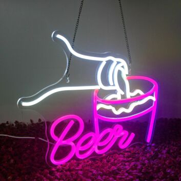 Bierglas mit einschenkender Hand LED Neonschild für Bar und Restaurant