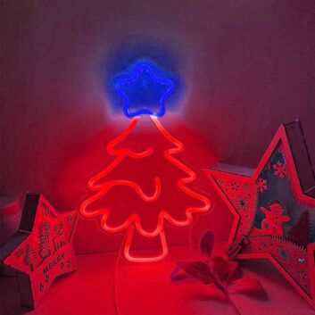 Weihnachtsbaum mit Stern LED-Neonschild Wohnzimmer Weihnachten