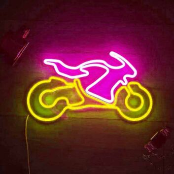 Motorradfahrer LED Neonschild als stilvolle Wanddekoration