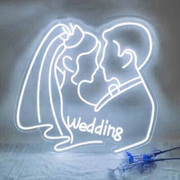 Hochzeitspaar LED Neonschild als romantische Wanddekoration