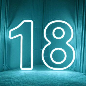 LED Neonschild Zahl 18 für Geburtstag und Feier