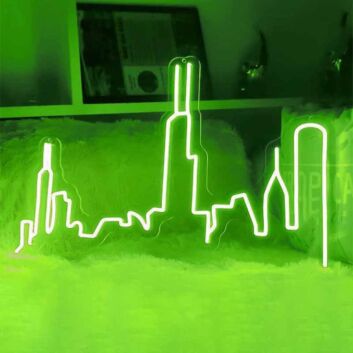 Abstrakte Stadt Skyline LED Neonschild als moderne Wanddekoration