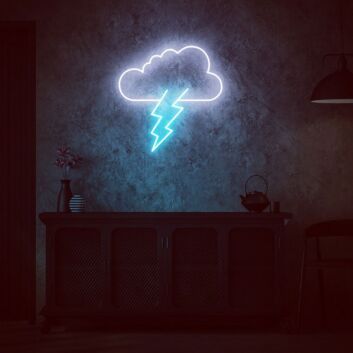 Gewitterwolke mit Blitz LED-Neonschild für Wohnzimmer oder Bar