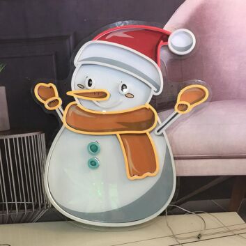 Schneemann mit Weihnachtsmütze LED-Neonschild für Weihnachten Wohnzimmer