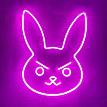 Kaninchenkopf mit strengem Gesicht LED-Neonschild für Gaming und Wohnzimmer