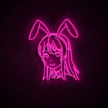 Anime Mädchen mit Hasenohren LED-Neonschild für Gaming Zimmer