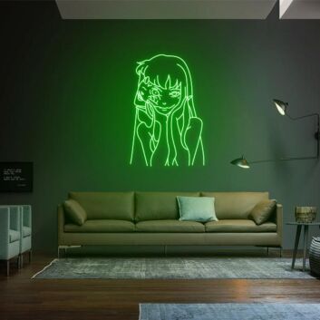 Anime Mädchen Gesichtslinie LED-Neonschild für Wohnzimmer Schlafzimmer