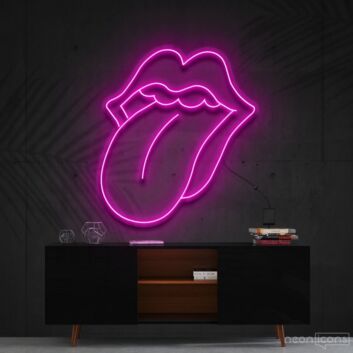 Pop Art Lippenmotiv LED Neonschild in moderner Linienoptik