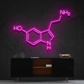 Serotonin Molekülstruktur LED-Neonschild für Wohnzimmer oder Büro