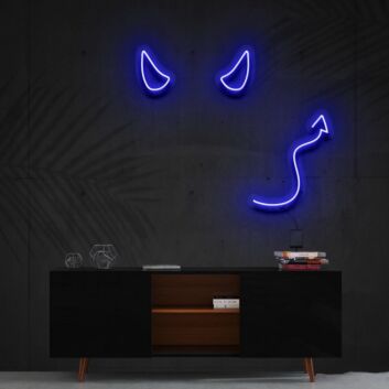 Teufelshörner und Schwanz LED-Neonschild für Bar und Party