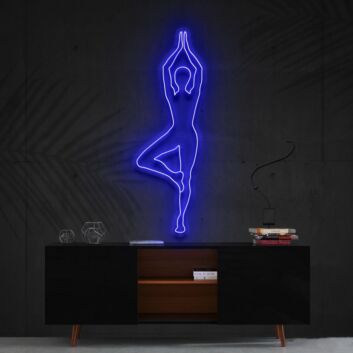 Yoga Figur in Baumstellung LED-Neonschild für Wohnzimmer oder Yoga Studio