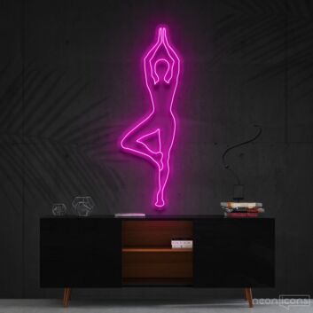 Yoga Figur in Baumstellung LED-Neonschild für Wohnzimmer oder Yoga Studio
