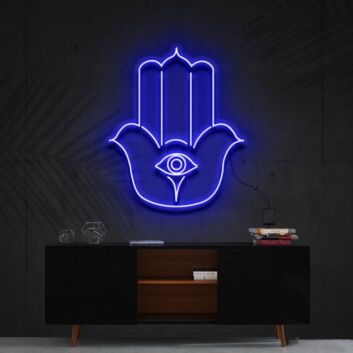 Hamsa Hand mit Auge LED-Neonschild für Wohnzimmer oder Meditationsraum