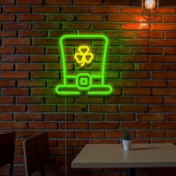 Leprechaun-Hut mit Kleeblatt LED-Neonschild für Bar Party