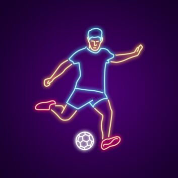 Fußballspieler mit Ball LED-Neonschild für Sportbar Wohnzimmer