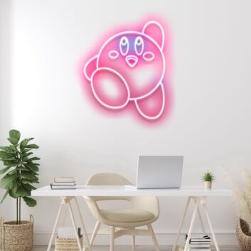 Rundes Cartoon Wesen LED Neonschild niedliche Neon Wanddeko in Rosa für Kinderzimmer Gaming Zimmer oder Wohnzimmer