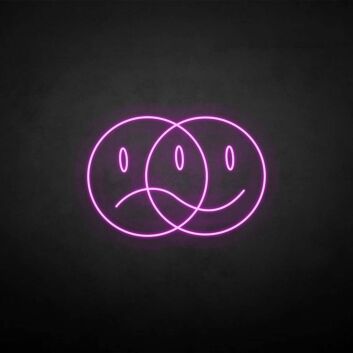 überlappende Smileys mit traurig und glücklich Gesicht LED-Neonschild Wohnzimmer Bar