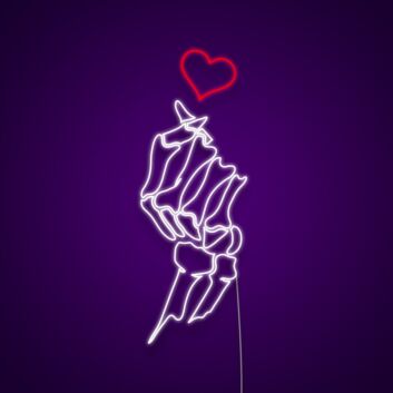 Skelett Hand mit Herzsymbol LED-Neonschild für Bar und Tattoo Studio