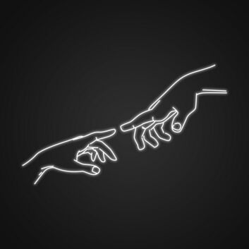 zwei sich berührende Hände LED-Neonschild für Wohnzimmer und Kunstgalerie