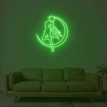 Silhouette einer Frau auf Halbmond LED-Neonschild für Wohnzimmer Schlafzimmer