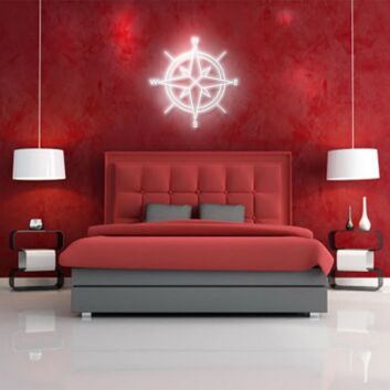 Kompassrose LED-Neonschild Wohnzimmer Büro