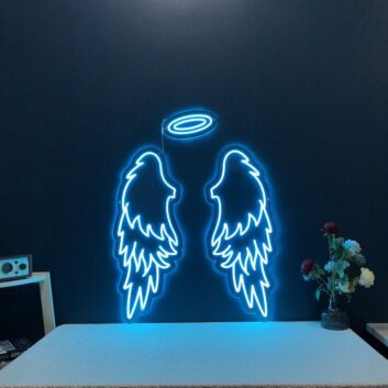 Engelsflügel mit Heiligenschein LED-Neonschild Wohnzimmer Schlafzimmer