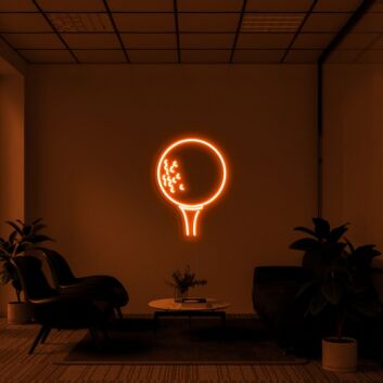 Golfball auf Tee als LED-Neonschild