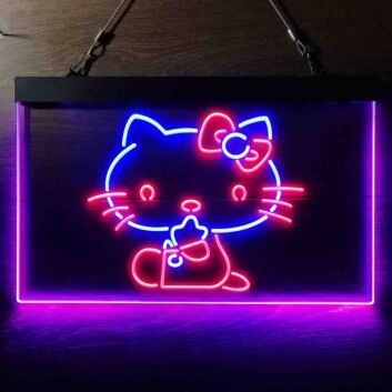 Katze mit Schleife LED-Neonschild für Kinderzimmer Café