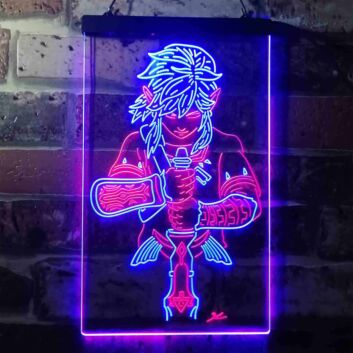 Fantasy Krieger mit Schwert LED-Neonschild Gamingzimmer Wohnzimmer